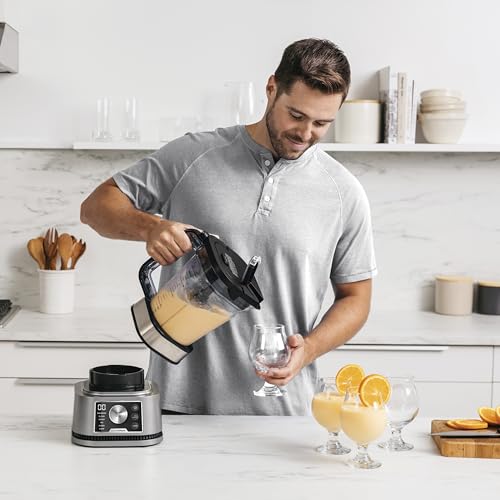 Ninja Foodi Power Nutri Mixer Smoothie Maker 3-in-1, dicke Aufstriche & gefrorene Getränke, Automatikprogramme, 2,1L Krug, 700ml Becher & 400ml Schüssel mit Power-Rührer, 1200W, Silber CB350EU