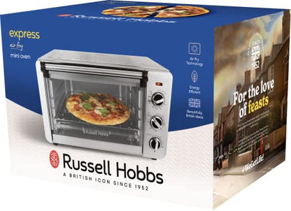 Russell Hobbs Backofen Airfryer [5-in-1: Heißluftfritteuse, Minibackofen, Grill, Toaster, Warmhaltefunktion] Express (20l, Pizza Ø 30cm, inkl. Frittierkorb, Backblech&Grillrost) Umluft- Ofen 26680-56