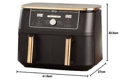 Ninja Foodi MAX Dual Zone Heißluftfritteuse [AF400EUCP] Amazon Exclusive, ‎2470 Watt , 9,5 L, 2 Heißluft-Frittierfächer, 6 Funktionen, 27 x 41.5 x 32.5 cm, Kupfer/Schwarz