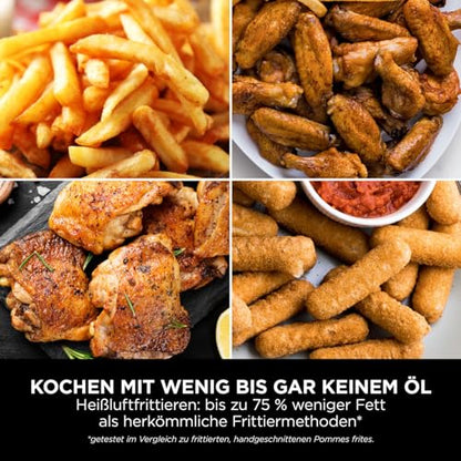 Ninja Double Stack XL Air Fryer Heißluftfritteuse, 9,5L Airfryer, Doppelkorb-Heißluftfritteuse mit 4 Kochstufen, 2 Körben, 2 Rosten, platzsparendes Design, 6 Kochfunktionen, 8 Portionen, Grau SL400EU