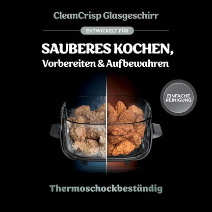 Ninja CRISPi tragbare Airfryer Heißluftfritteuse, 3,8 l, 4-in-1: Heißluftfrittieren, Braten, Warmhalten, Recrisp, kompakt, 6 Portionen, 2x herausnehmbare Glasbehälter & Deckel, 1700 W, Sage FN101EUSG