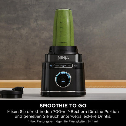 Ninja 2-in-1 Detect Power Mixer Pro & Single Serve, 1200W Mixer mit Krug, & 2x Single Serve Tassen, Smoothies mixen, Gemüse hacken & Frozen Drinks mixen, Schwarz, TB301EU