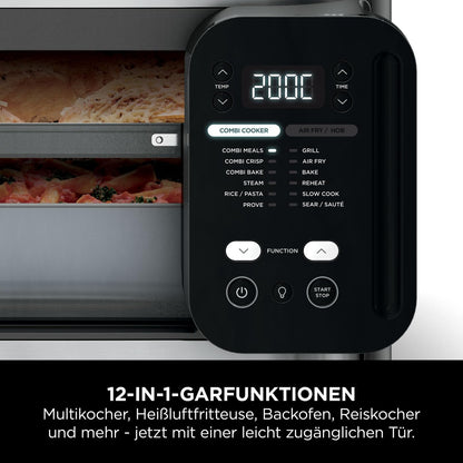 Ninja Combi 12-in-1 Multikocher, Ofen & Heißluftfritteuse, 12 Kochfunktionen, Air Fryer & Grillen Zubereitung in 15 Min*, mit Backblech, Pfanne, Crisper Gittereinsatz, Rezeptanleitung, Grau, SFP700EU.