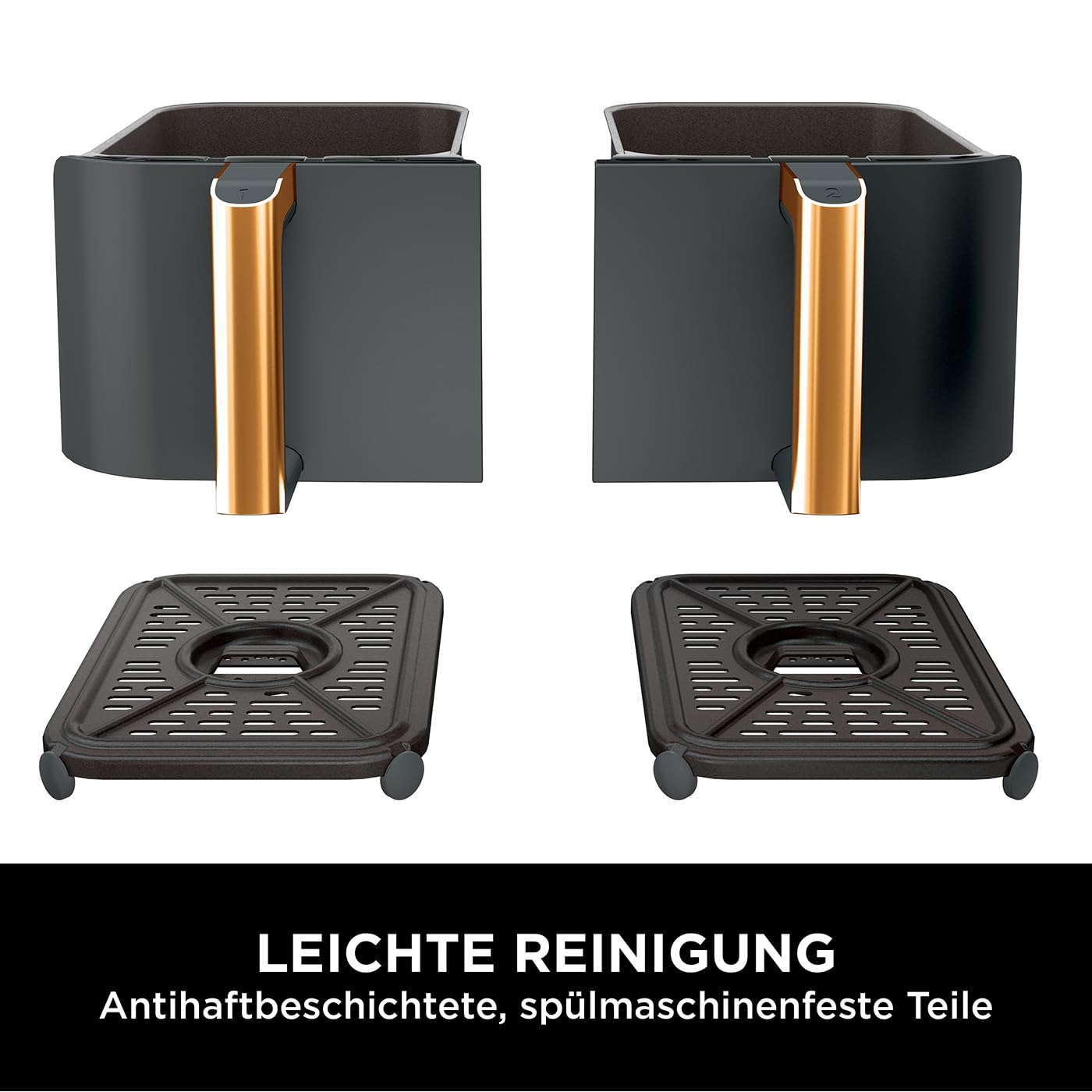 Ninja Foodi MAX Dual Zone Heißluftfritteuse [AF400EUCP] Amazon Exclusive, ‎2470 Watt , 9,5 L, 2 Heißluft-Frittierfächer, 6 Funktionen, 27 x 41.5 x 32.5 cm, Kupfer/Schwarz