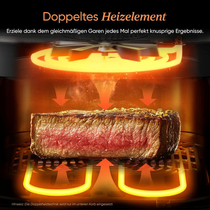 COSORI Turbo Tower Pro Airfryer, Keramikbeschichtung Heißluftfritteuse 2 Kammern, 10,8L Heissluftfritteuse mit DualBlaze, Ohne Teflon Beschichtung, Automatische Luftstrom-Regulierung