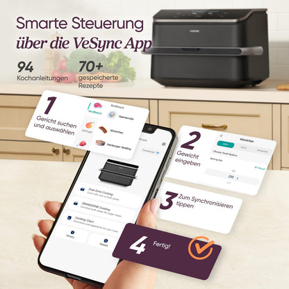 COSORI Heißluftfritteuse 2 Kammern, Dual Blaze TwinFry 10L Airfryer, mit 4 Heizrohren & flexiblen Kammern, gleichmäßige Hitzeverteilung, Temperatur bis 240 °C, Schwarz