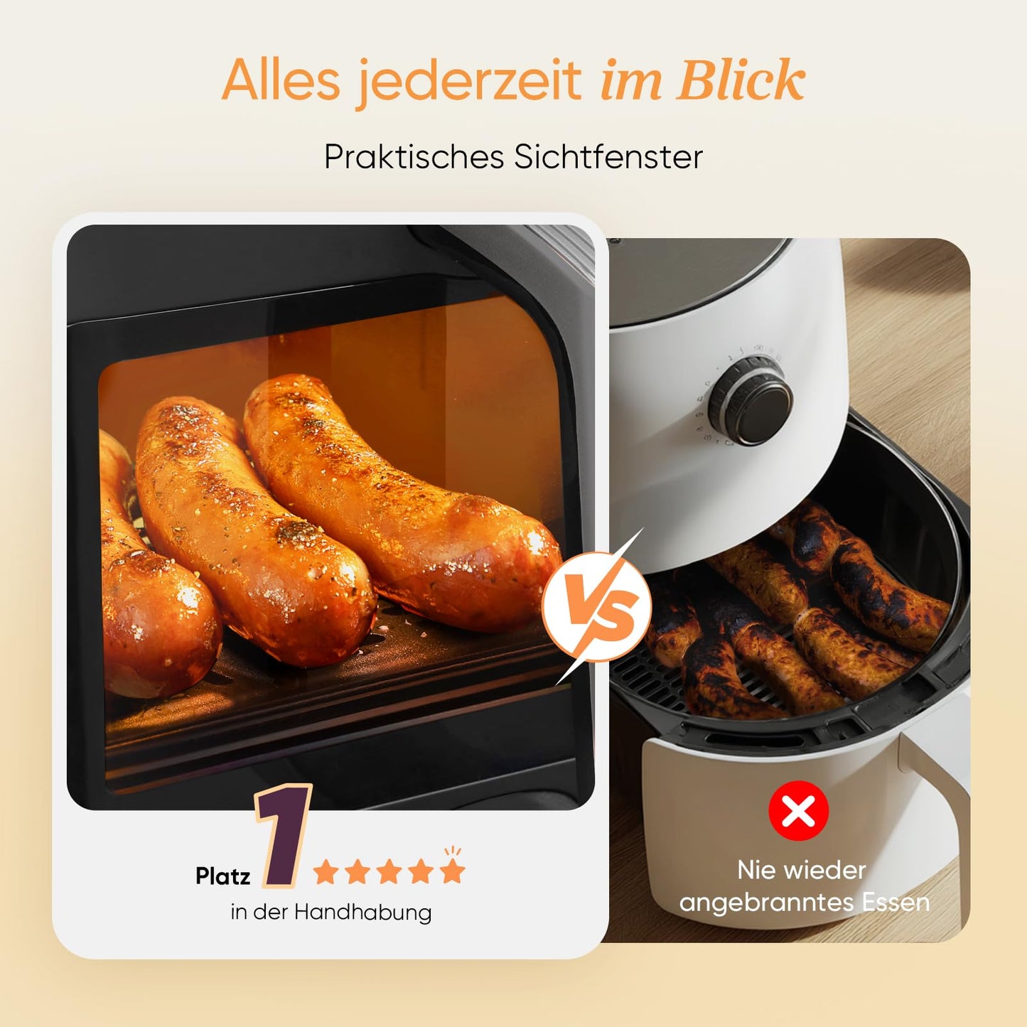 COSORI Airfryer, Testsieger der Stiftung Warentest, Heißluftfritteuse 2 Kammern, 8,5L Heissluftfritteuse mit Sichtfenster, Metall-Innenraum reduziert Kunststoffkontakt
