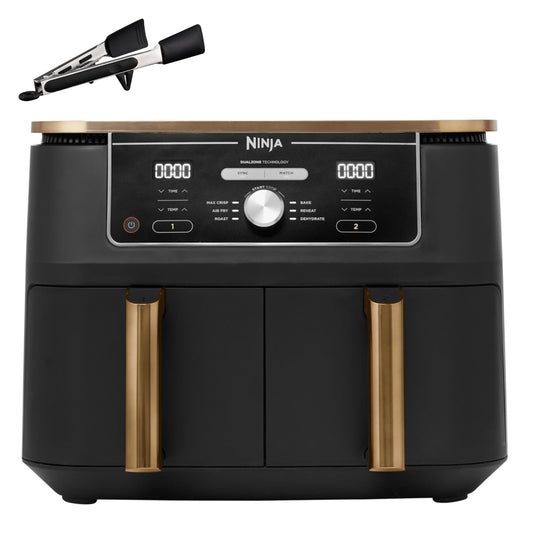 Ninja Foodi MAX Dual Zone Heißluftfritteuse [AF400EUCP] Amazon Exclusive, ‎2470 Watt , 9,5 L, 2 Heißluft-Frittierfächer, 6 Funktionen, 27 x 41.5 x 32.5 cm, Kupfer/Schwarz