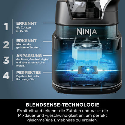 Ninja 2-in-1 Detect Power Mixer Pro & Single Serve, 1200W Mixer mit Krug, & 2x Single Serve Tassen, Smoothies mixen, Gemüse hacken & Frozen Drinks mixen, Schwarz, TB301EU