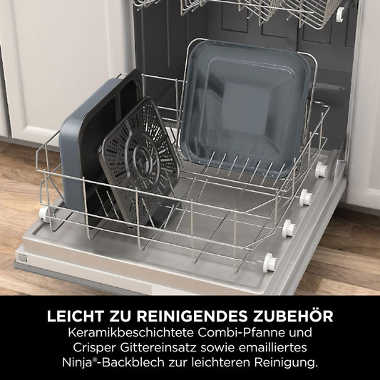 Ninja Combi 12-in-1 Multikocher, Ofen & Heißluftfritteuse, 12 Kochfunktionen, Air Fryer & Grillen Zubereitung in 15 Min*, mit Backblech, Pfanne, Crisper Gittereinsatz, Rezeptanleitung, Grau, SFP700EU.