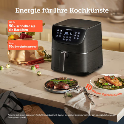 COSORI Heißluftfritteuse Airfryer, Testsieger 2024, 11-in-1 Air Fryer XXL 5,5L, Friteuse Heissluftfritteuse mit Shake-Reminder, 100 Rezepte, 55 Prozent energiesparend, spülmaschinenfest, CP158-AF