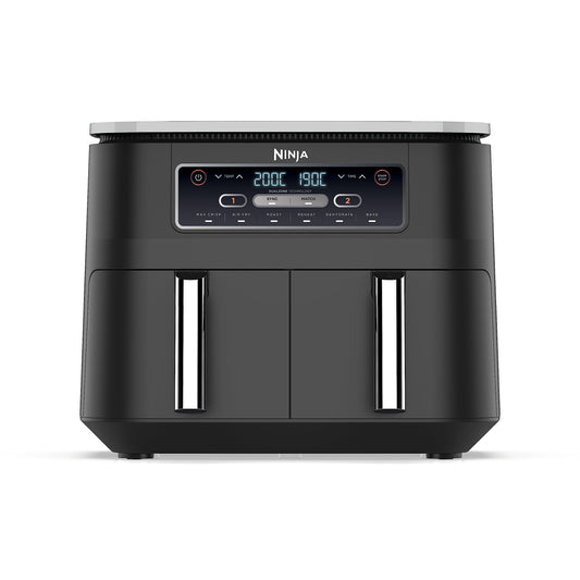 Ninja Foodi Dual Zone Digitale Heißluftfritteuse, 7,6L Airfryer, 2 Fächer, Antihaftbeschichtung, spülmaschinenfeste Körbe, 6-in-1, 4-6 Portionen, Schwarz AF300EU