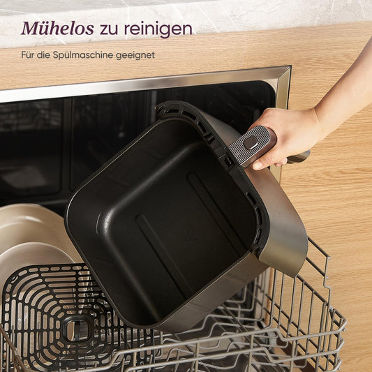 Cosori Turboblaze Airfryer Heißluftfritteuse, 9-in-1 Air Fryer XXL 6L, leiser DC Motor mit 5 Geschwindigkeitsstufen, Grillen, Backen, Gären, Dehydrieren, Tiefkühlen, 87 Rezepte, 64% energiesparend