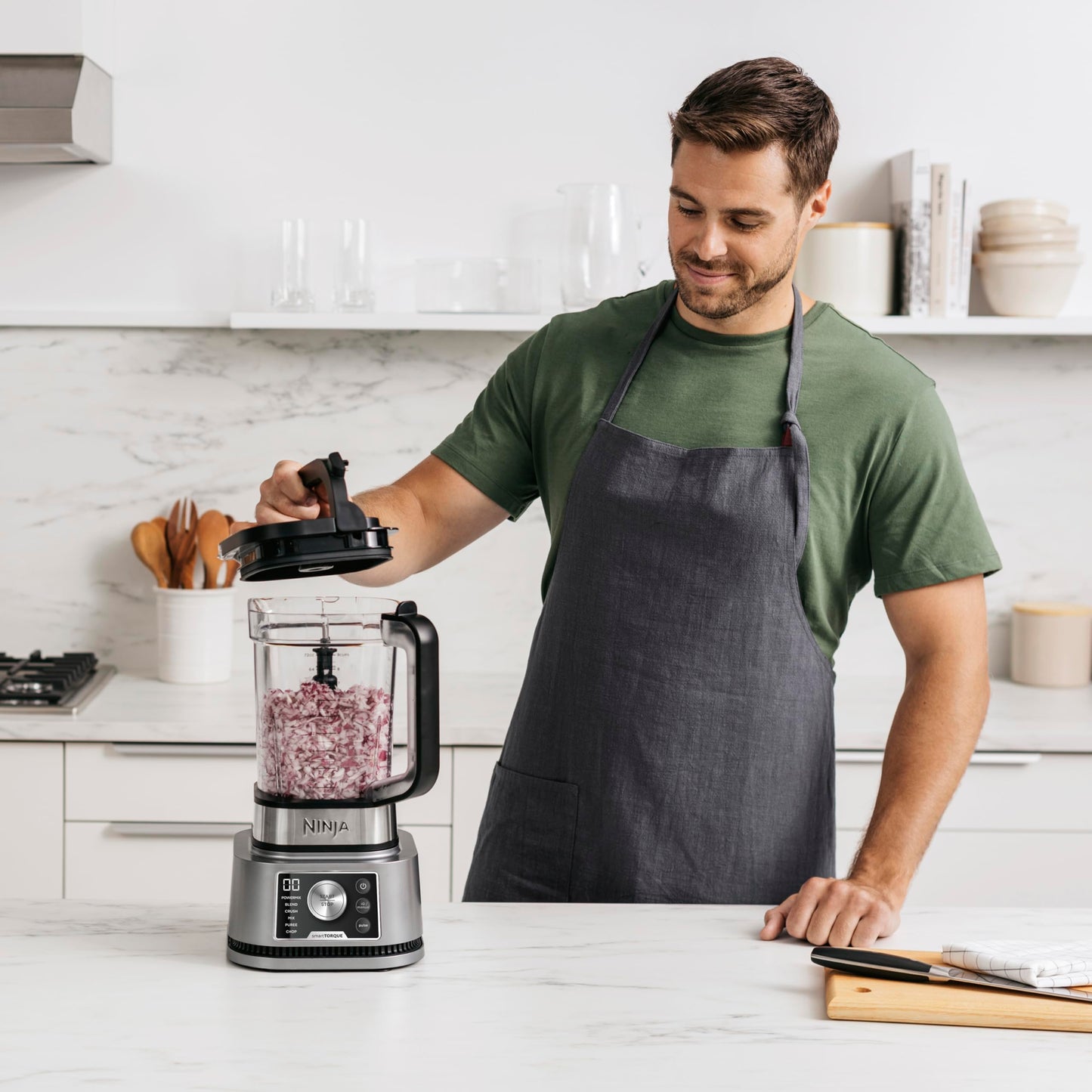 Ninja Foodi Power Nutri Mixer Smoothie Maker 3-in-1, dicke Aufstriche & gefrorene Getränke, Automatikprogramme, 2,1L Krug, 700ml Becher & 400ml Schüssel mit Power-Rührer, 1200W, Silber CB350EU