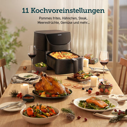 COSORI Heißluftfritteuse Airfryer, Testsieger 2024, 11-in-1 Air Fryer XXL 5,5L, Friteuse Heissluftfritteuse mit Shake-Reminder, 100 Rezepte, 55 Prozent energiesparend, spülmaschinenfest, CP158-AF