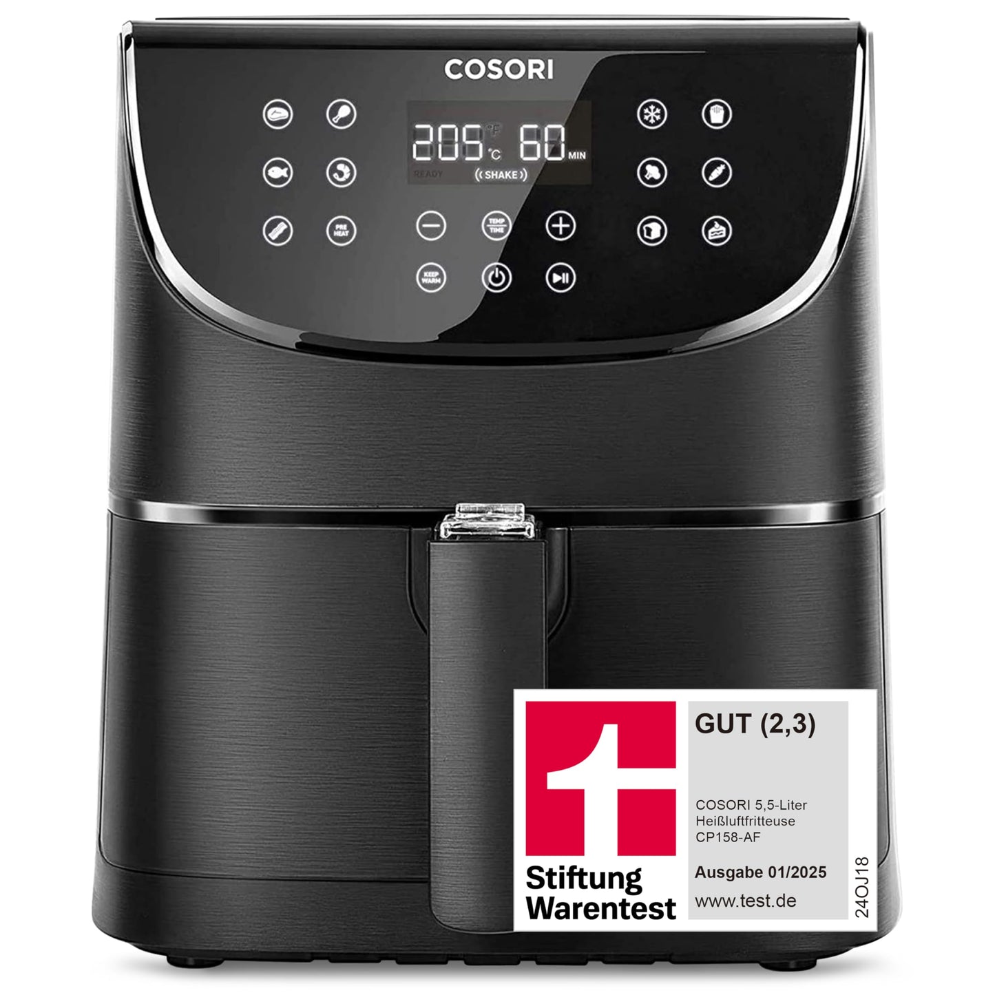 COSORI Heißluftfritteuse Airfryer, Testsieger 2024, 11-in-1 Air Fryer XXL 5,5L, Friteuse Heissluftfritteuse mit Shake-Reminder, 100 Rezepte, 55 Prozent energiesparend, spülmaschinenfest, CP158-AF