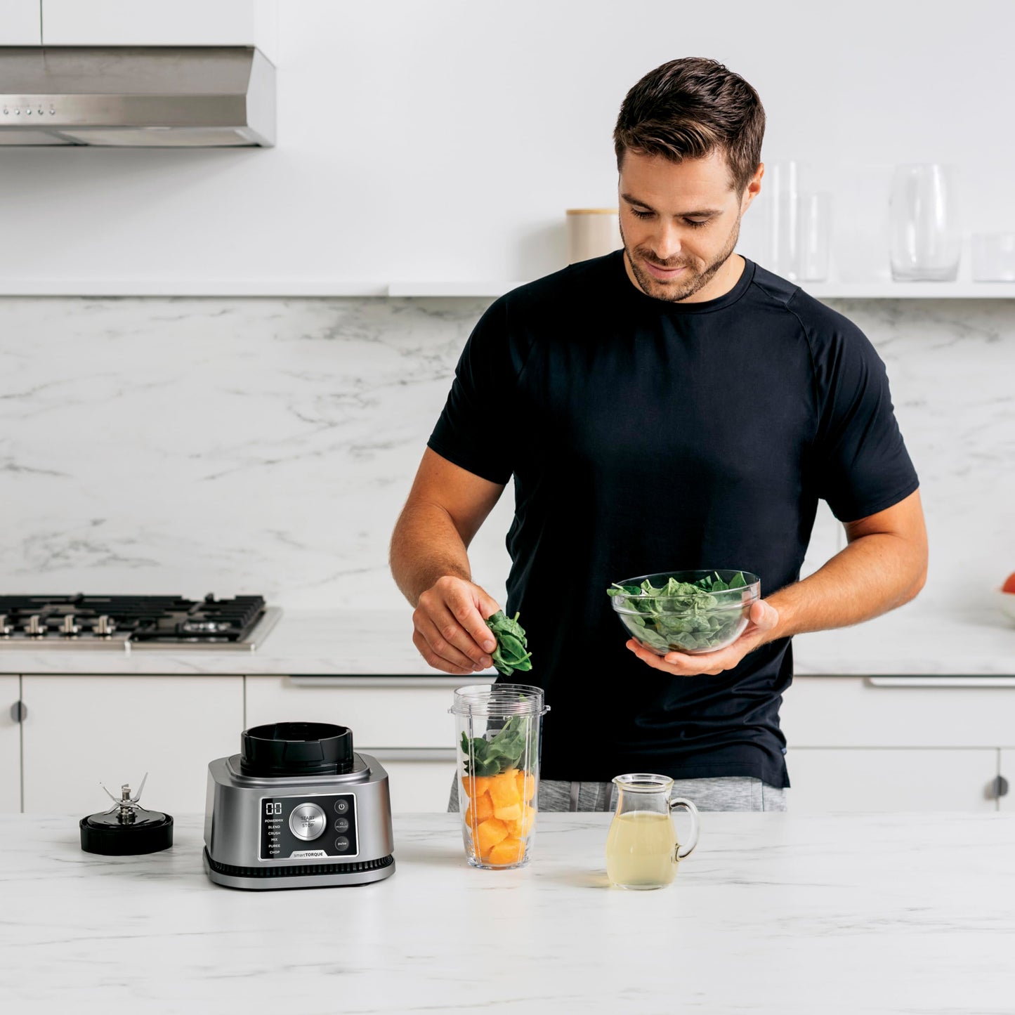 Ninja Foodi Power Nutri Mixer Smoothie Maker 3-in-1, dicke Aufstriche & gefrorene Getränke, Automatikprogramme, 2,1L Krug, 700ml Becher & 400ml Schüssel mit Power-Rührer, 1200W, Silber CB350EU