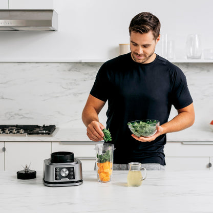 Ninja Foodi Power Nutri Mixer Smoothie Maker 3-in-1, dicke Aufstriche & gefrorene Getränke, Automatikprogramme, 2,1L Krug, 700ml Becher & 400ml Schüssel mit Power-Rührer, 1200W, Silber CB350EU