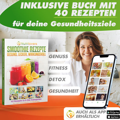 NUTRI-BLENDER MAX+ Hochleistungsmixer 2000W Standmixer Smoothie Hochleistung Smoothie-Maker Profi Mixer Blender - 2L Tritan, BPA-FREI, 9 Stufen, Digital-Timer Inkl. Smoothie Rezeptbuch