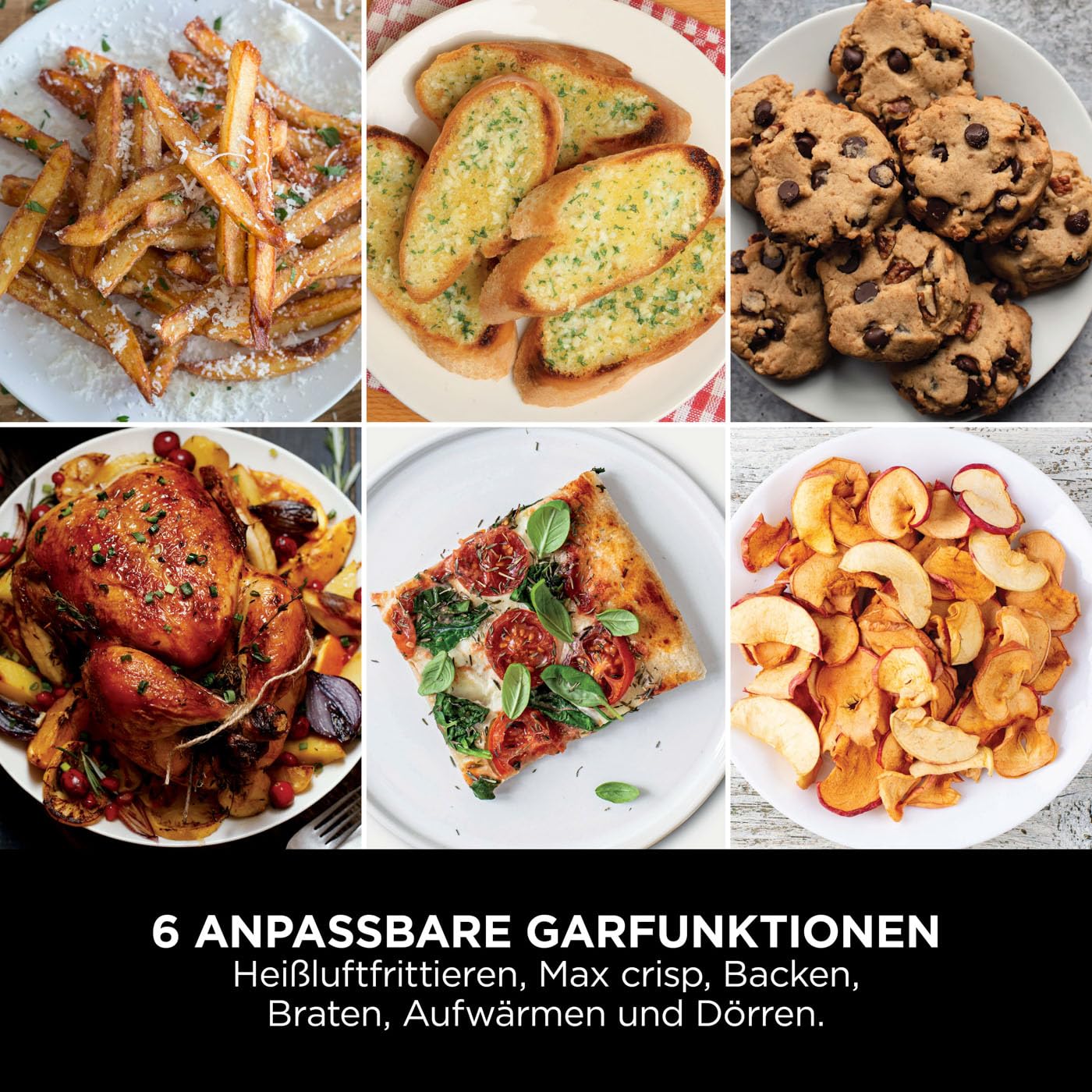 Ninja Double Stack XL Air Fryer Heißluftfritteuse, 9,5L Airfryer, Doppelkorb-Heißluftfritteuse mit 4 Kochstufen, 2 Körben, 2 Rosten, platzsparendes Design, 6 Kochfunktionen, 8 Portionen, Grau SL400EU