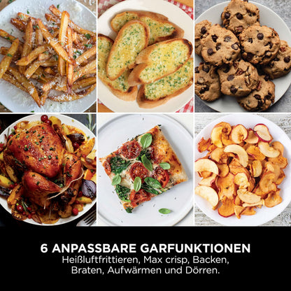 Ninja Double Stack XL Air Fryer Heißluftfritteuse, 9,5L Airfryer, Doppelkorb-Heißluftfritteuse mit 4 Kochstufen, 2 Körben, 2 Rosten, platzsparendes Design, 6 Kochfunktionen, 8 Portionen, Grau SL400EU