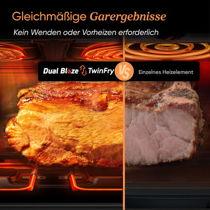 COSORI Heißluftfritteuse 2 Kammern, Dual Blaze TwinFry 10L Airfryer, mit 4 Heizrohren & flexiblen Kammern, gleichmäßige Hitzeverteilung, Temperatur bis 240 °C, Schwarz